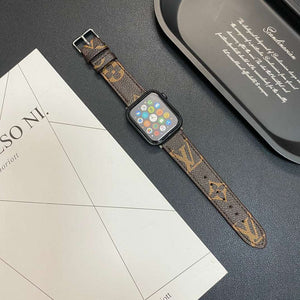 Stylish Leather Monogram Apple Watch Band Big Printing-CYLV101