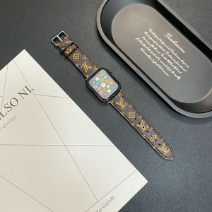 Leather Monogram Apple Watch Band Small Printing-CYLV105