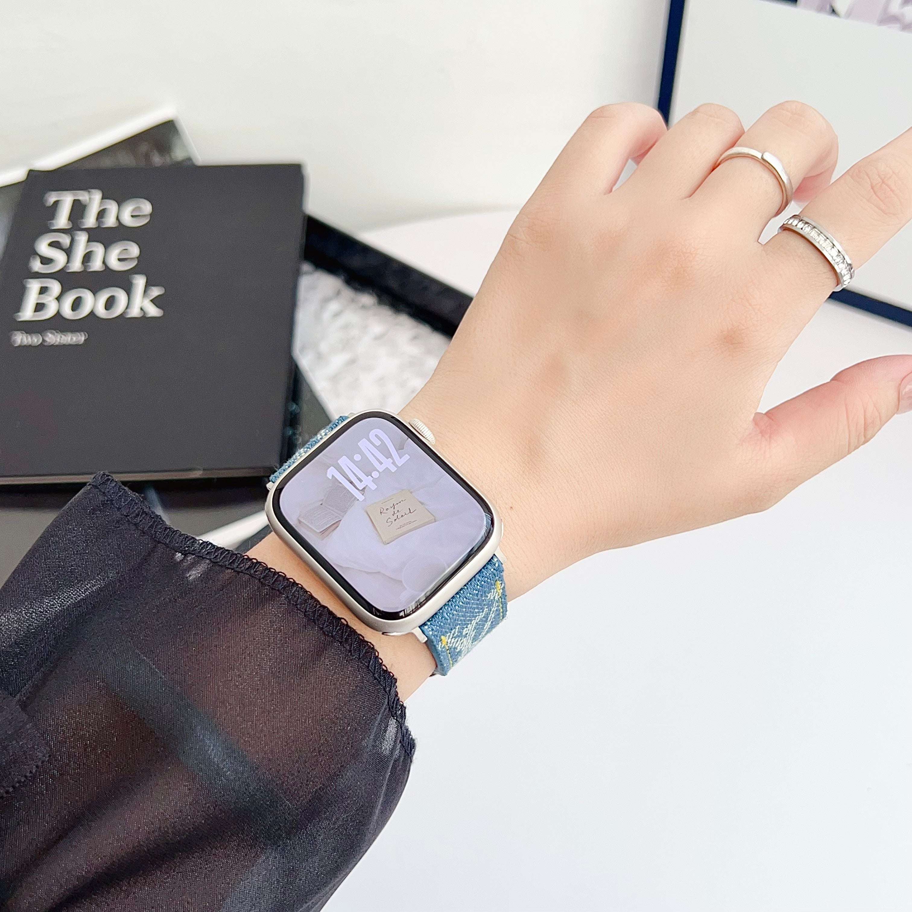 Classic Monogram Apple Watch Band Blue-CYLV103