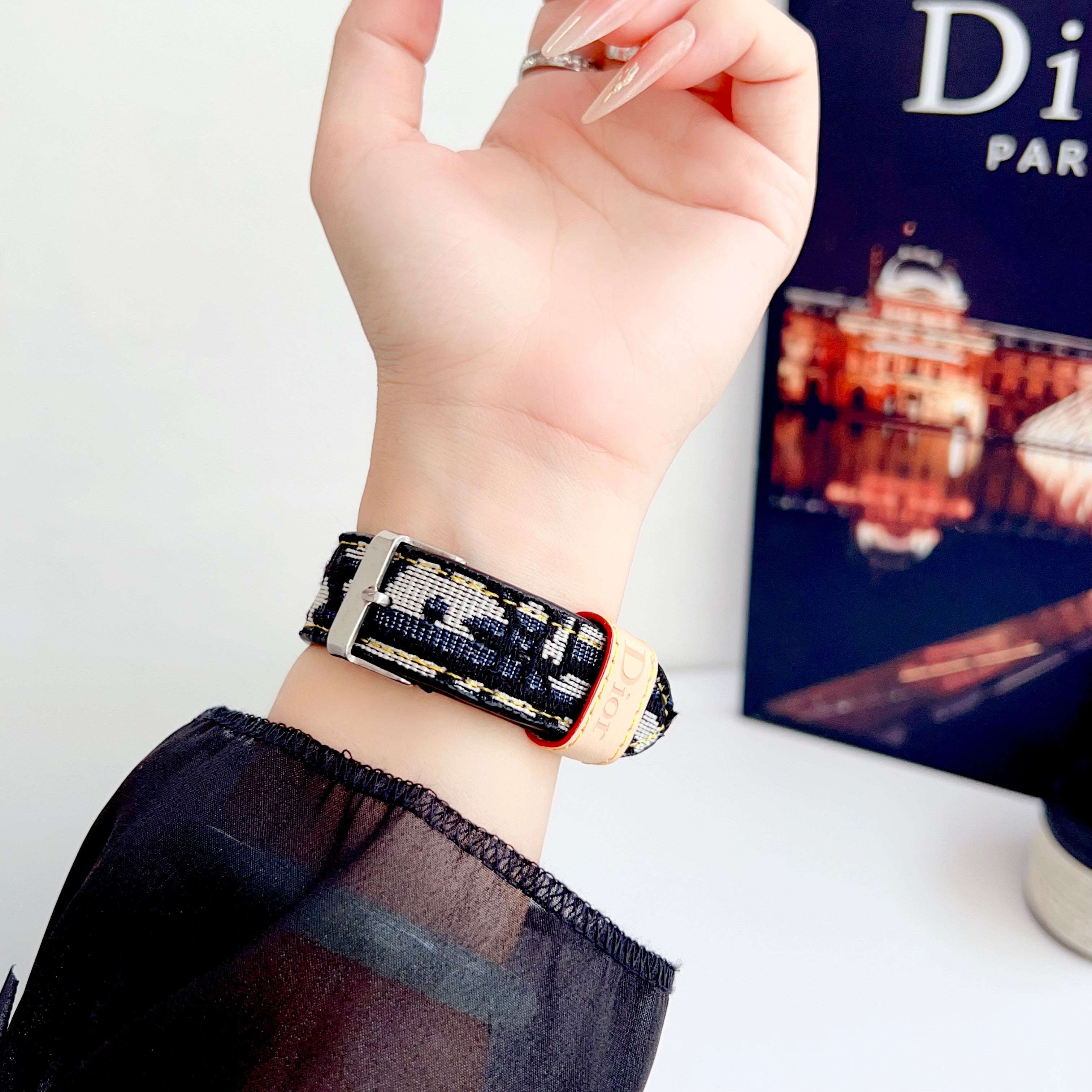 Leather CD Apple Watch Band Black-CYCD099