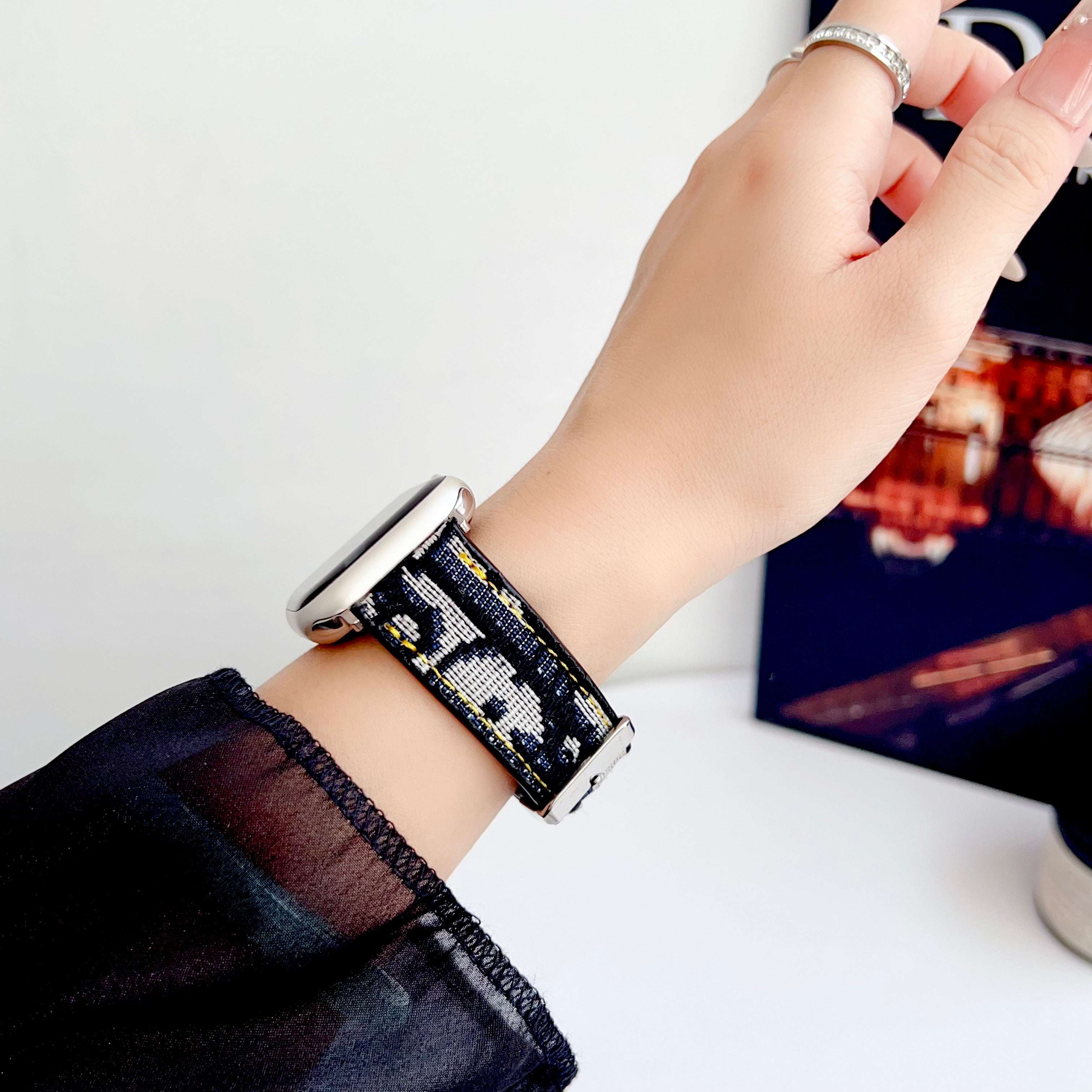 Leather CD Apple Watch Band Black-CYCD099