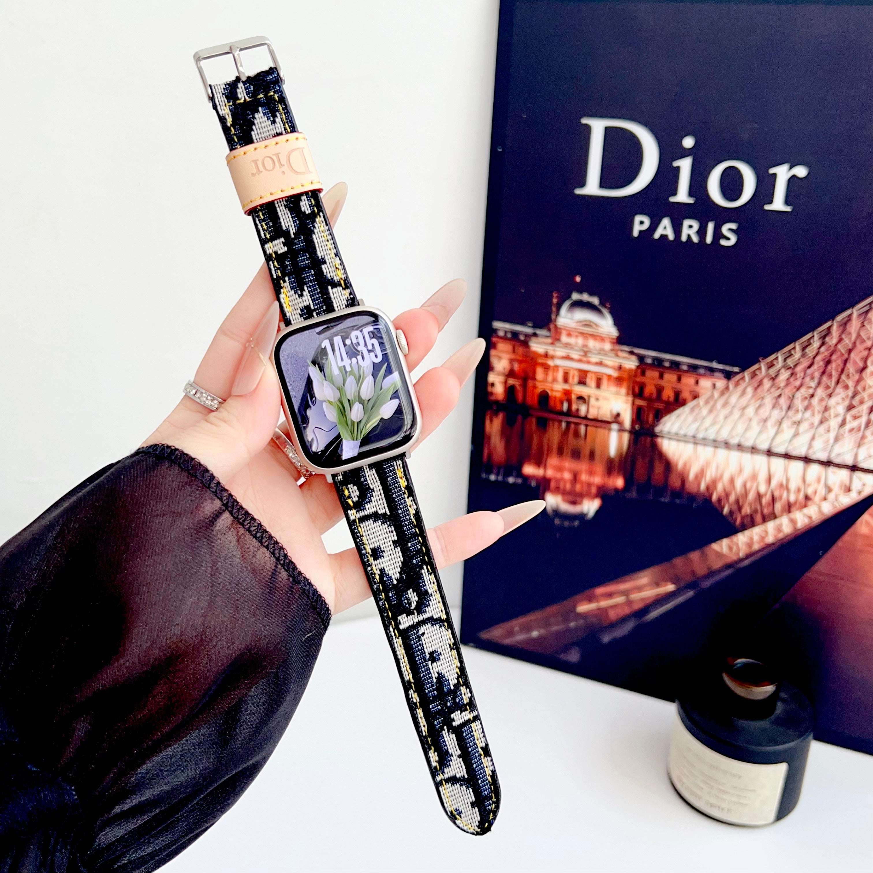 Leather CD Apple Watch Band Black-CYCD099