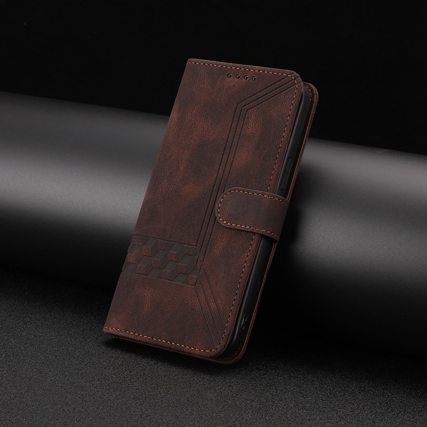 Leather iPhone Cases With Flip Wallet and Wrist Strap Brown -BC25049