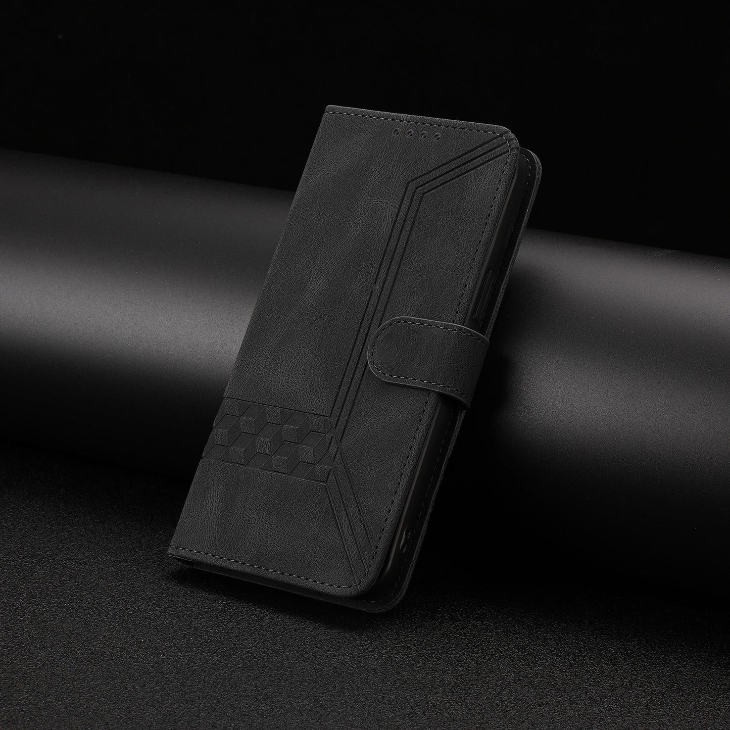 Leather iPhone Cases With Flip Wallet and Wrist Strap Black -BC25048