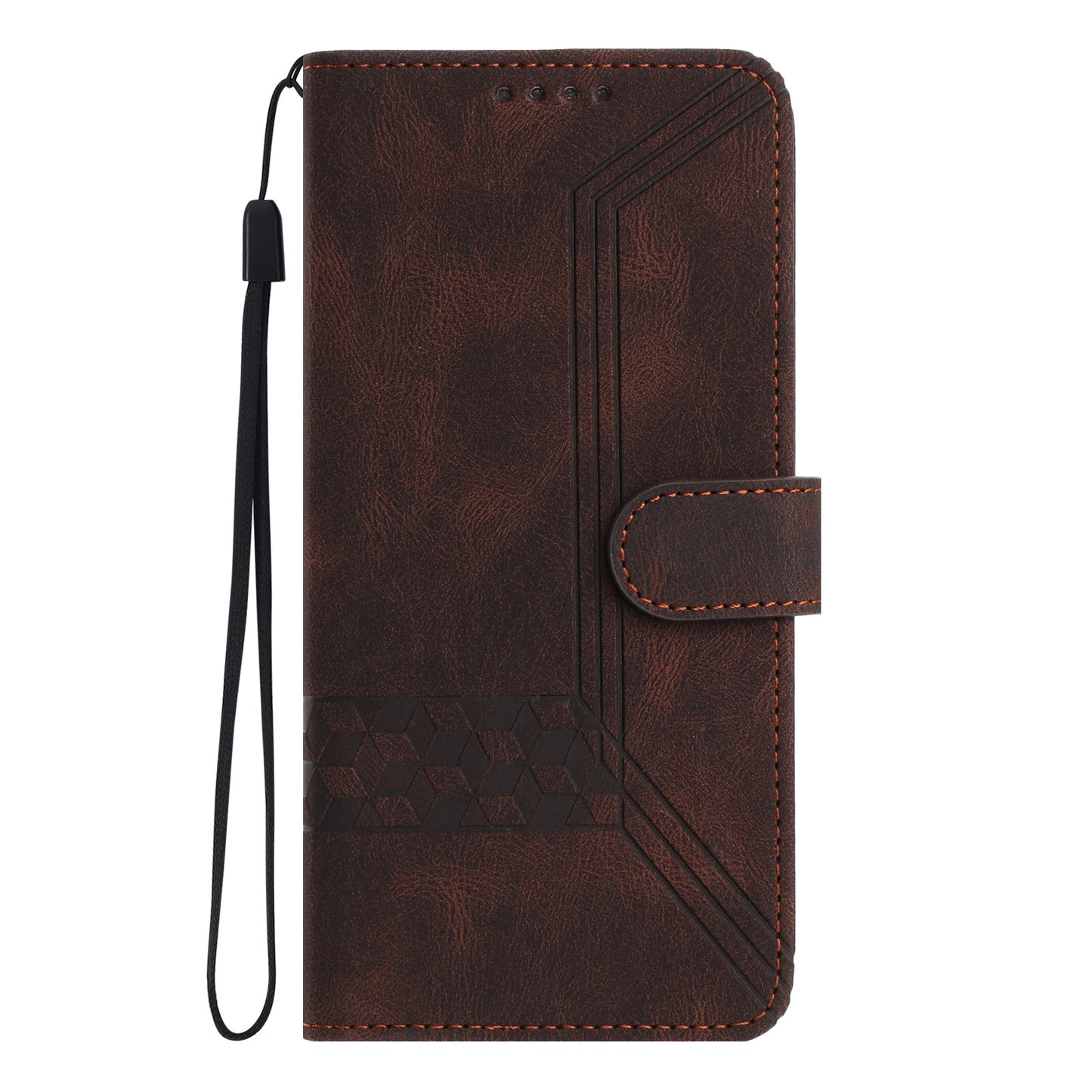 Leather iPhone Cases With Flip Wallet and Wrist Strap Brown -BC25049