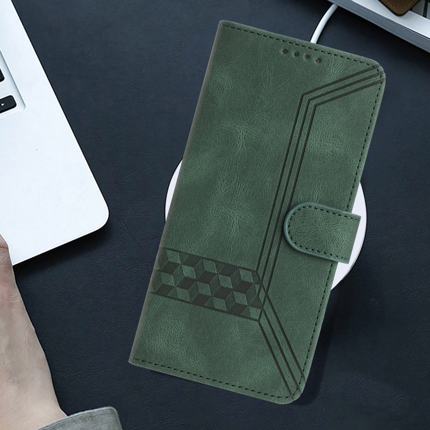 Leather iPhone Cases With Flip Wallet and Wrist Strap Green-BC25046