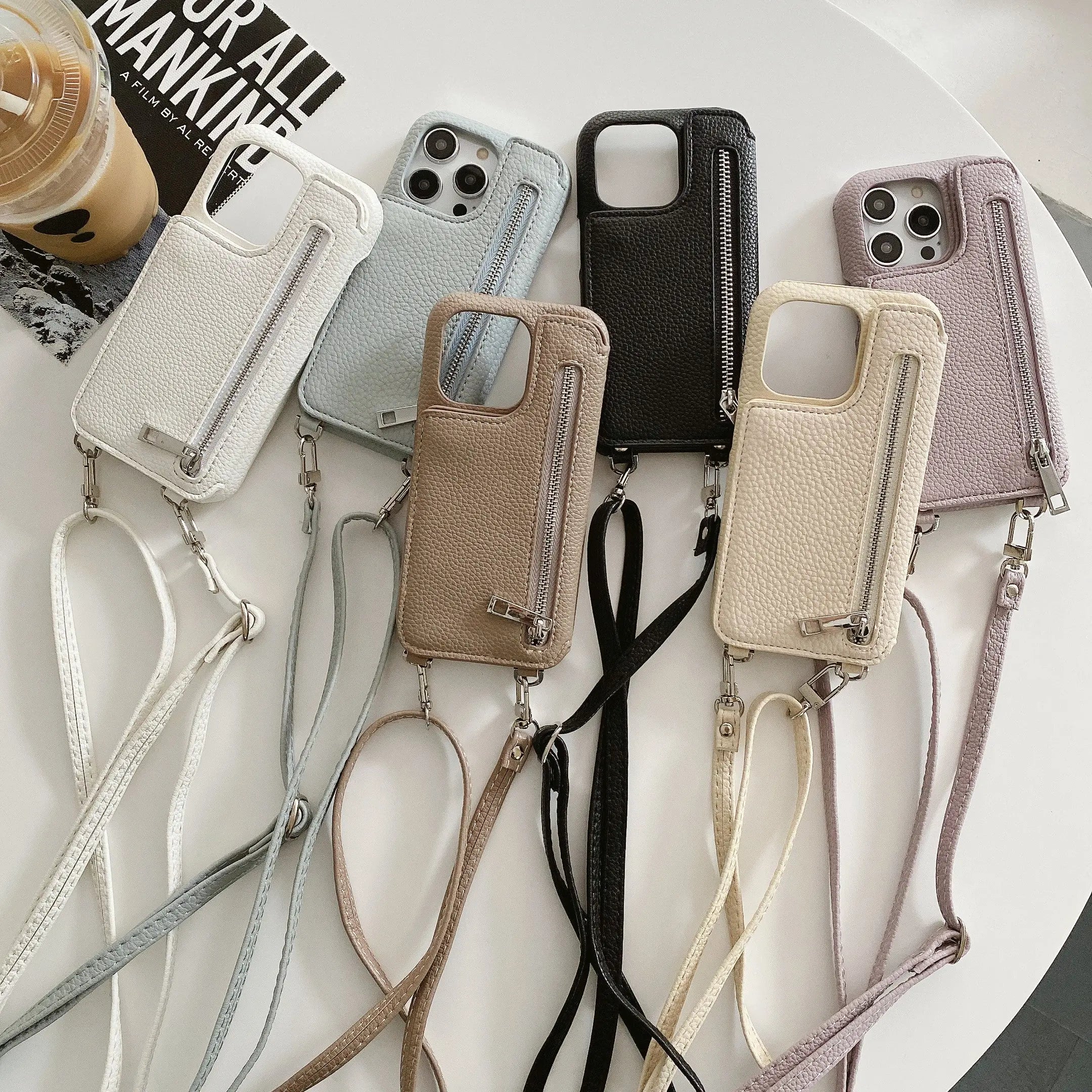 Classic Leather iPhone Case With Zip Wallet And Strap-BC25002 Burycase