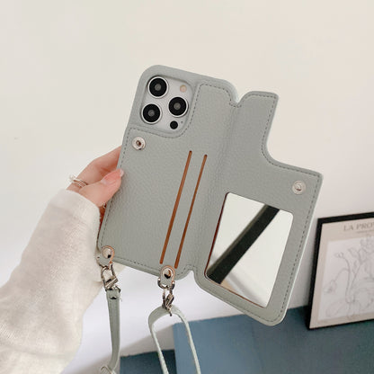Classic Leather iPhone Case With Zip Wallet And Strap