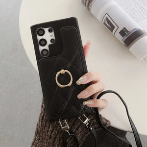 Samsung Phone Case With Card Holder And Strap ( Mirror )-BC25010 Burycase