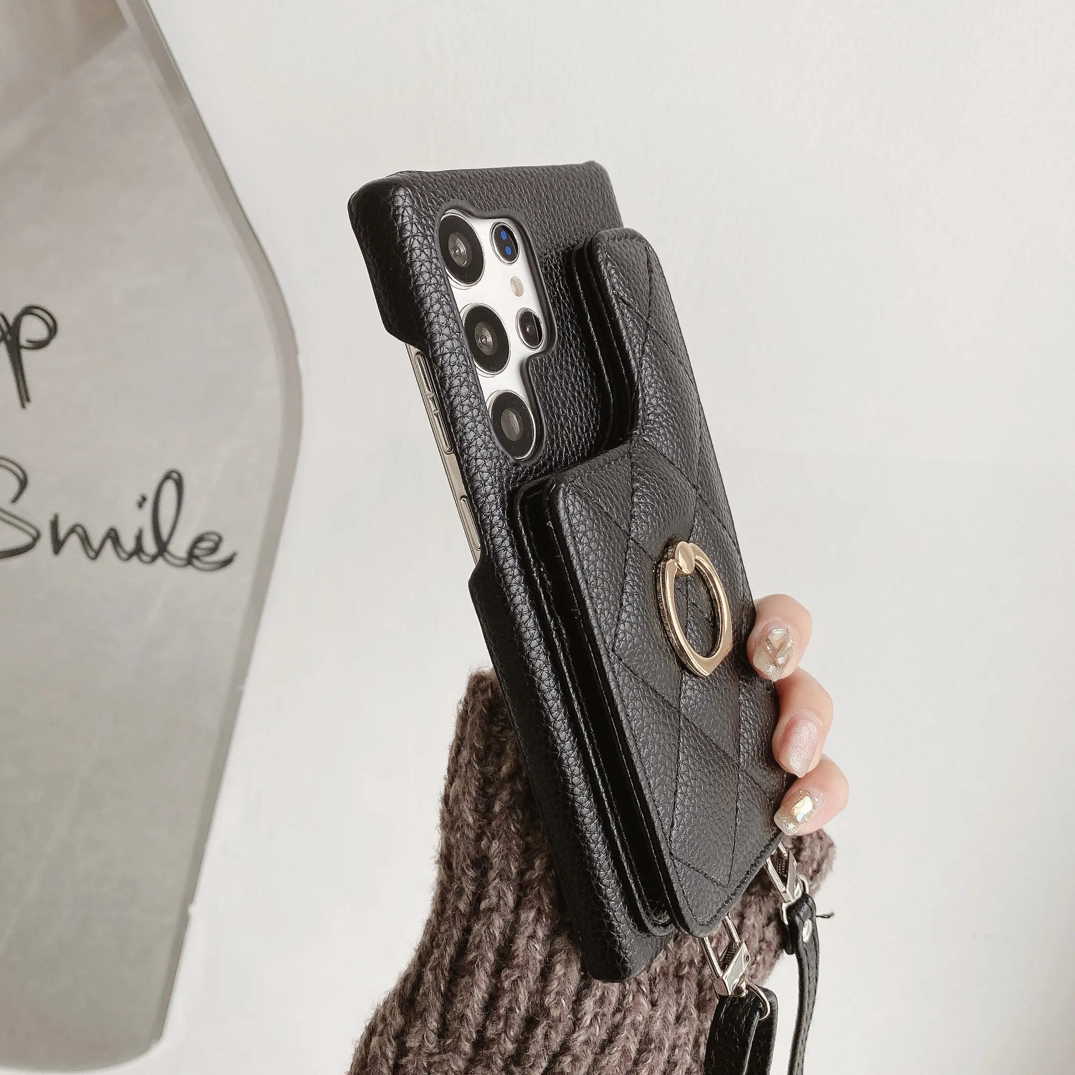 Samsung Phone Case With Card Holder And Strap ( Mirror )-BC25010 Burycase