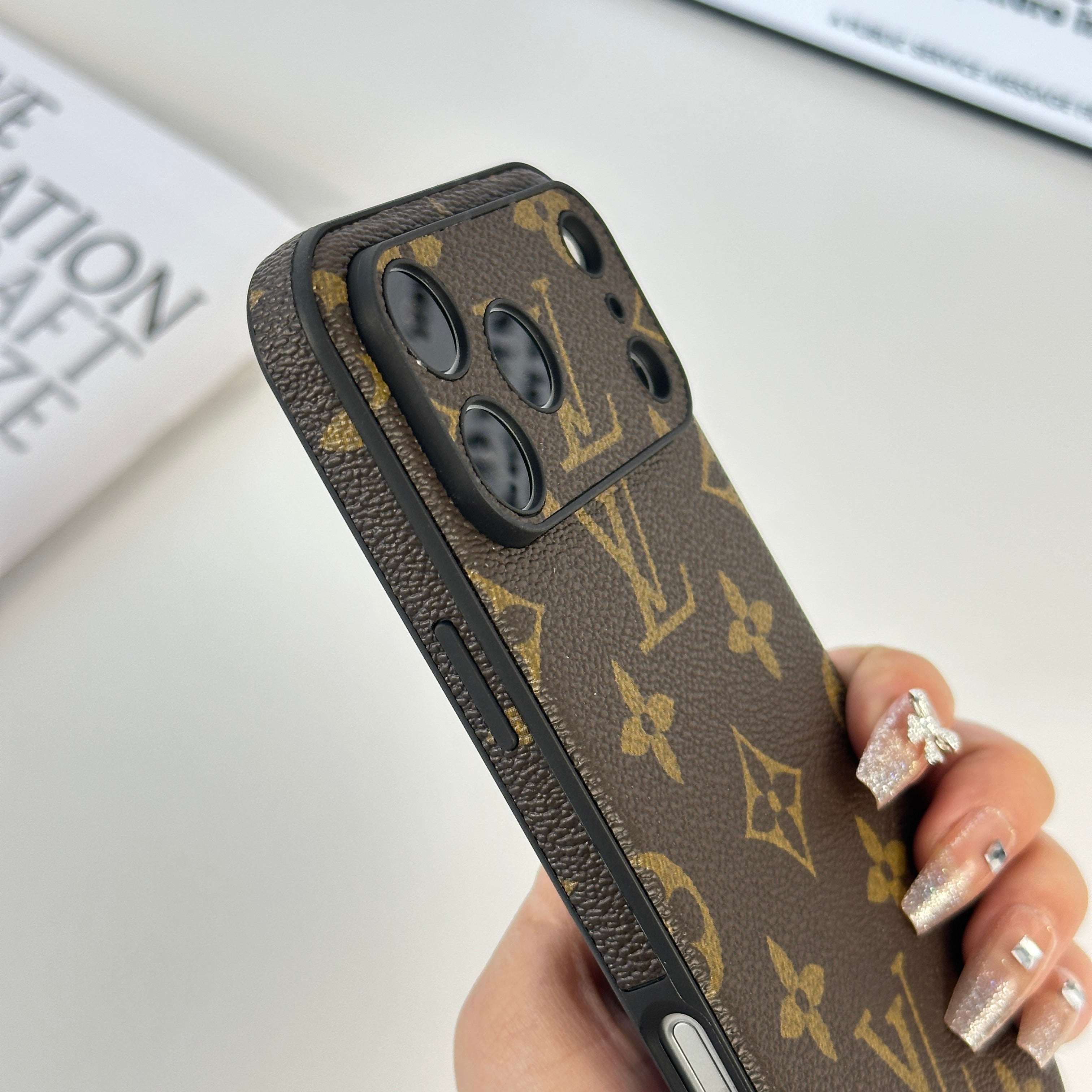 Stylish Leather Monogram iPhone Case For iPhone 17 Series-CYLV039