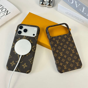Premium Leather Monogram Magnetic iPhone Case（Compatible With Magsafe）For iPhone 17 Series-CYLV037