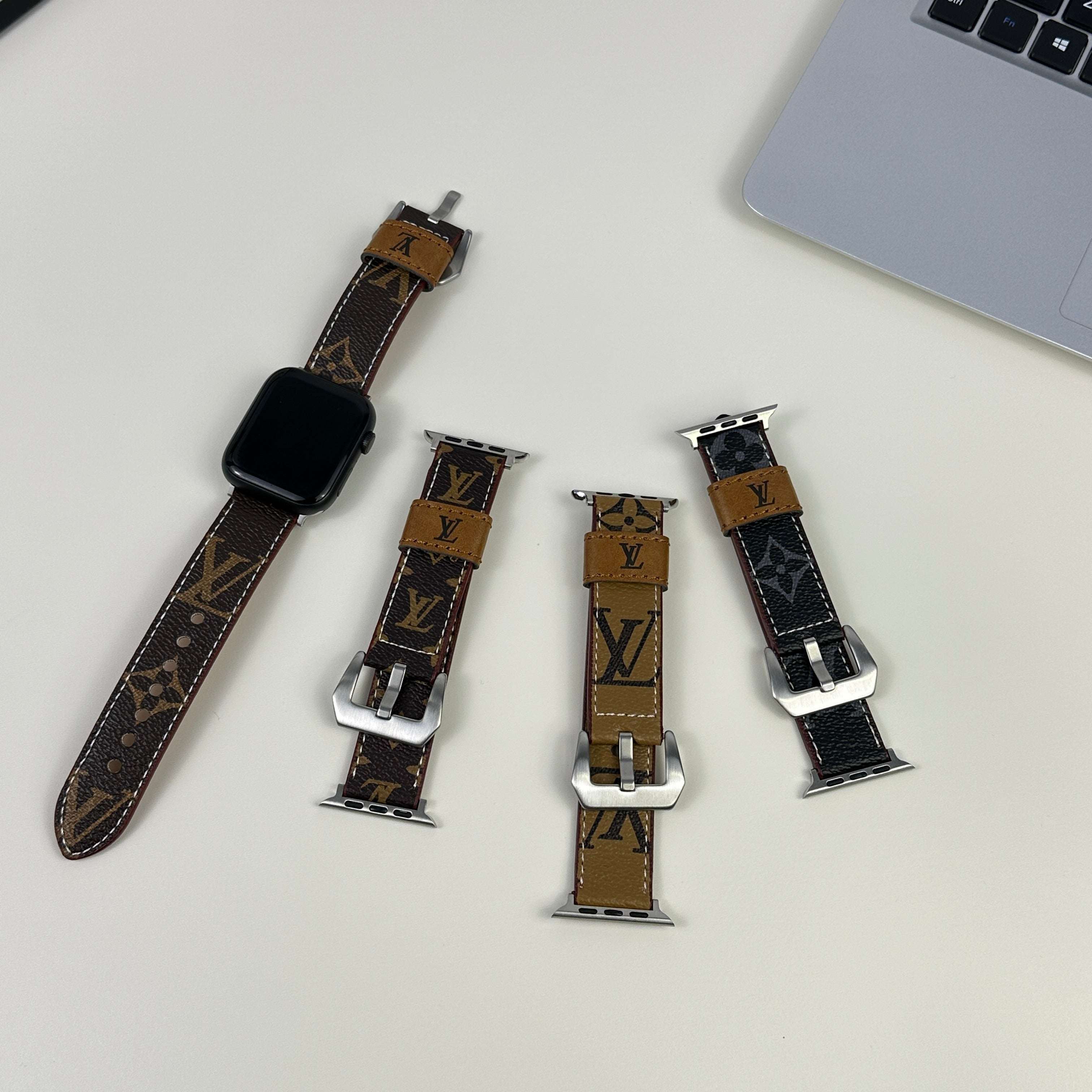 Luxury Leather Monogram Apple Watch Band Big Printing-CYLV014