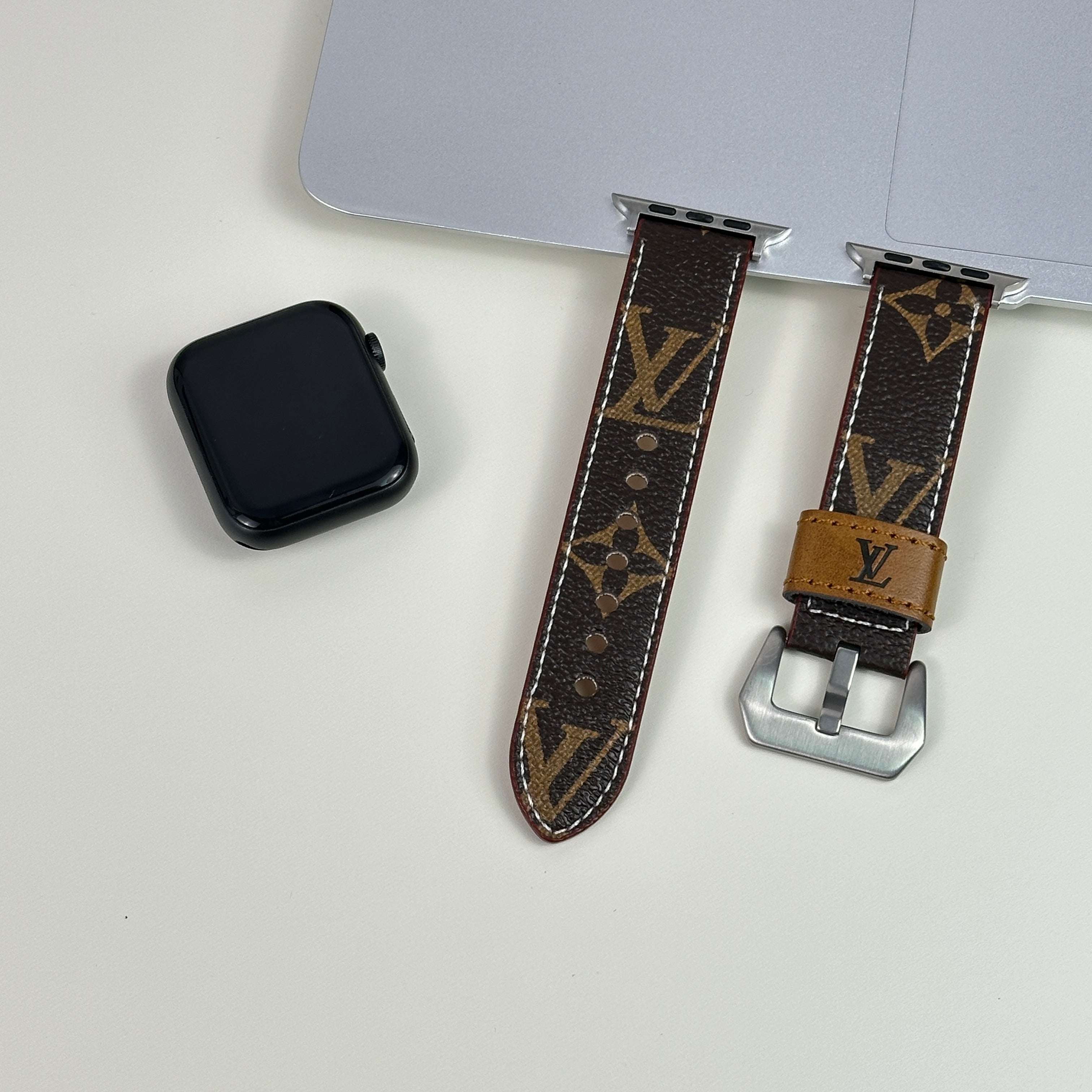 Luxury Leather Monogram Apple Watch Band Big Printing-CYLV014
