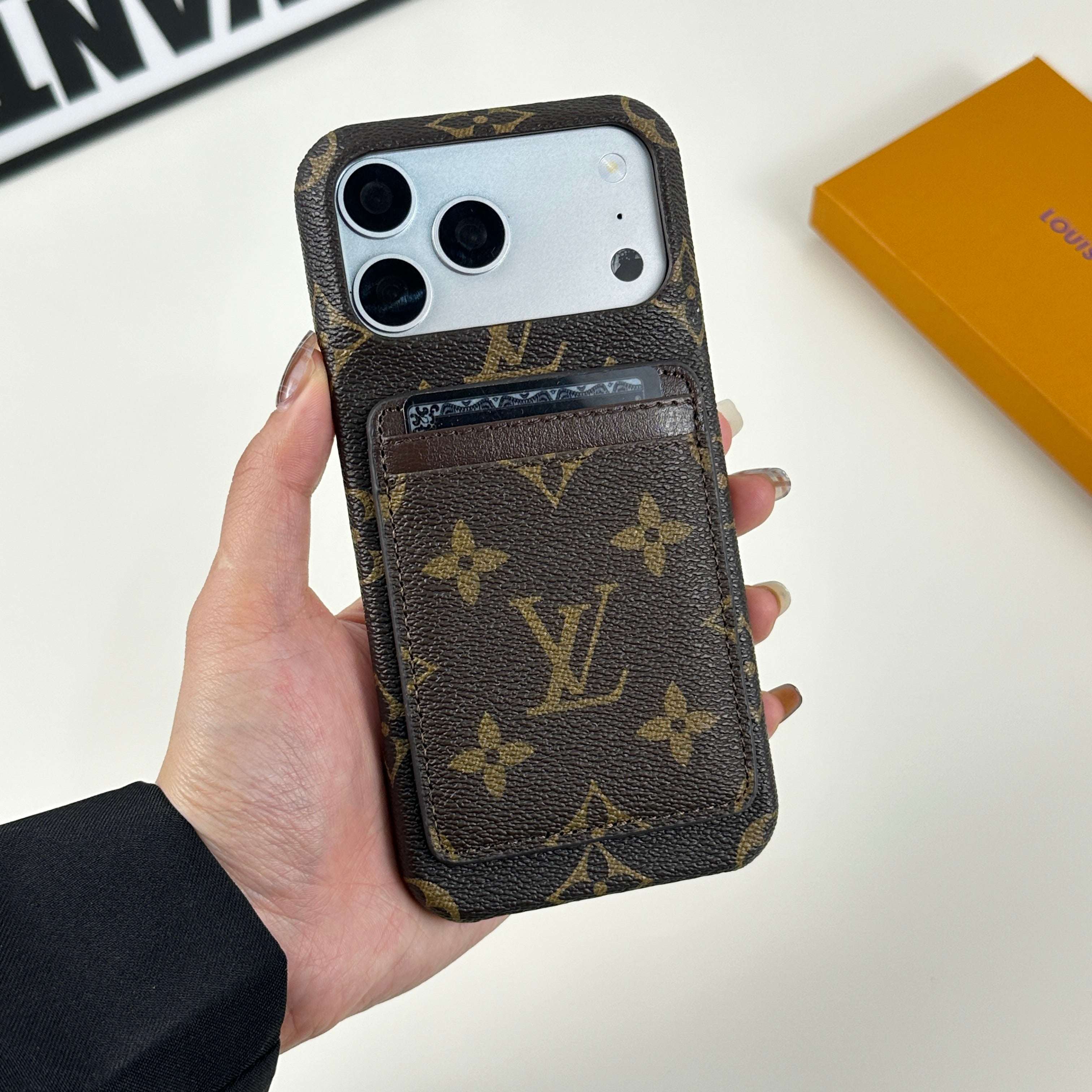 Leather Monogram Magnetic Wallet Big Printing-CYLV021