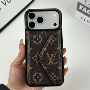 Classic Leather Monogram iPhone Case With Wallet Big Printing For iPhone 17 Series-CYLV077