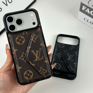 Classic Leather Monogram iPhone Case With Wallet Big Printing For iPhone 17 Series-CYLV077