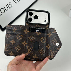 Classic Leather Monogram iPhone Case With Wallet Big Printing For iPhone 17 Series-CYLV077