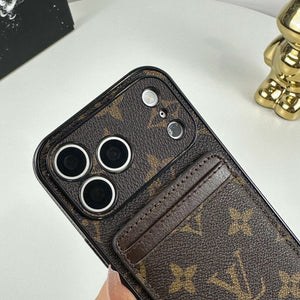 Elegant Monogram iPhone Case With Magnetic Card Holder Big Printing For iPhone 17 Series-CYLV078