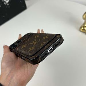 Elegant Monogram iPhone Case With Magnetic Card Holder Big Printing For iPhone 17 Series-CYLV078