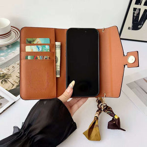 Leather Monogram iPhone Case With Wallet And Crossbody Strap For iPhone 17 Series-CYLV081