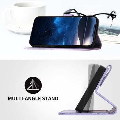 Leather iPhone Cases With Card Holder and Wrist Strap Purple-BC25082