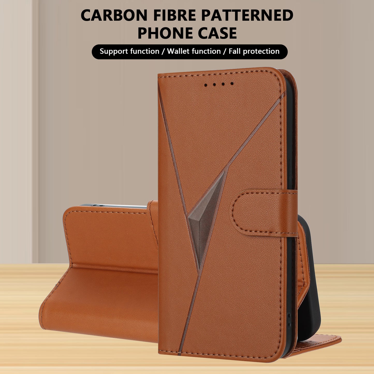 Leather iPhone Cases With Flip Wallet and Strap Brown-BC25087
