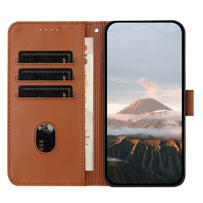 Leather iPhone Cases With Flip Wallet and Strap Brown-BC25087