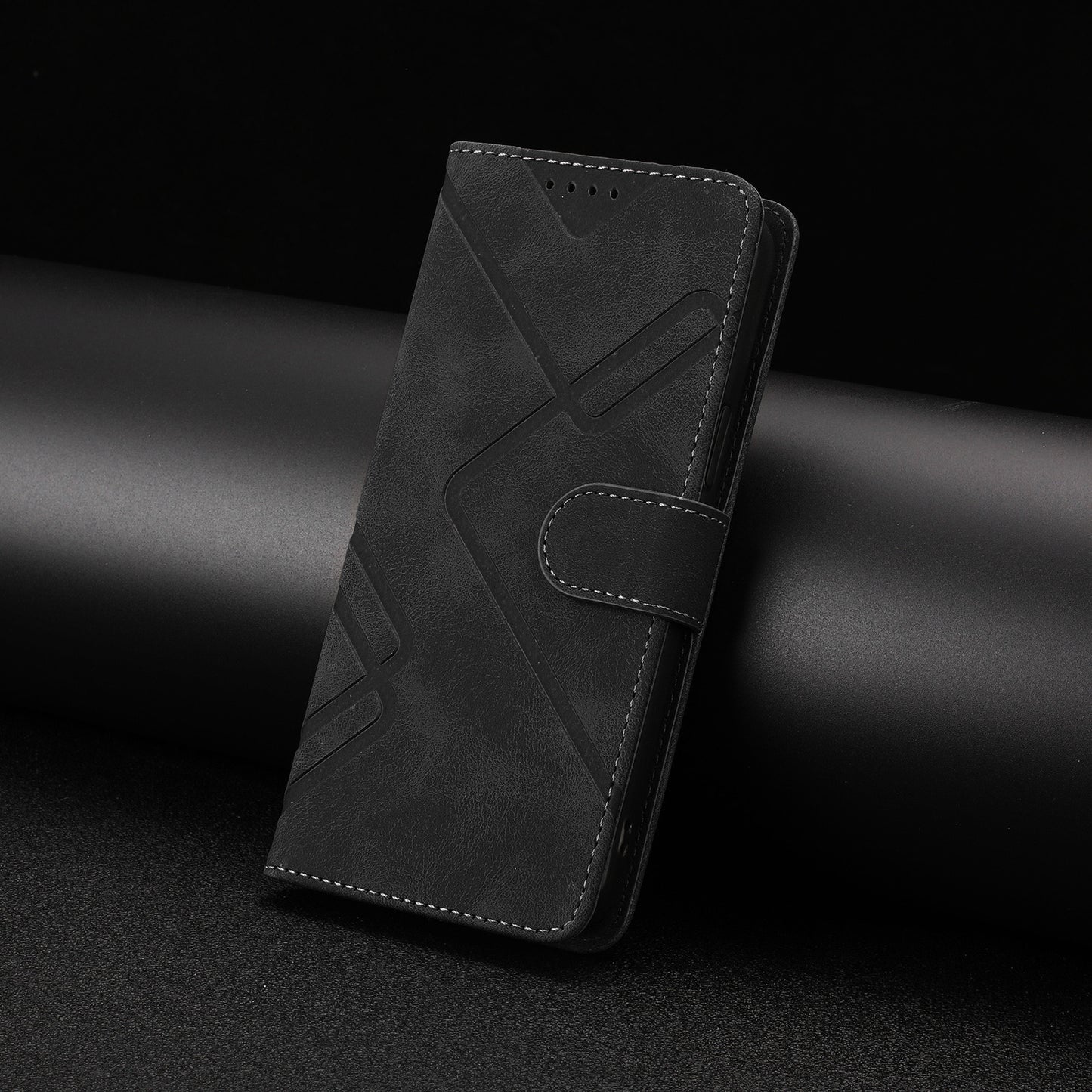 Leather iPhone Cases With Wallet and Wrist Strap Black -BC25066