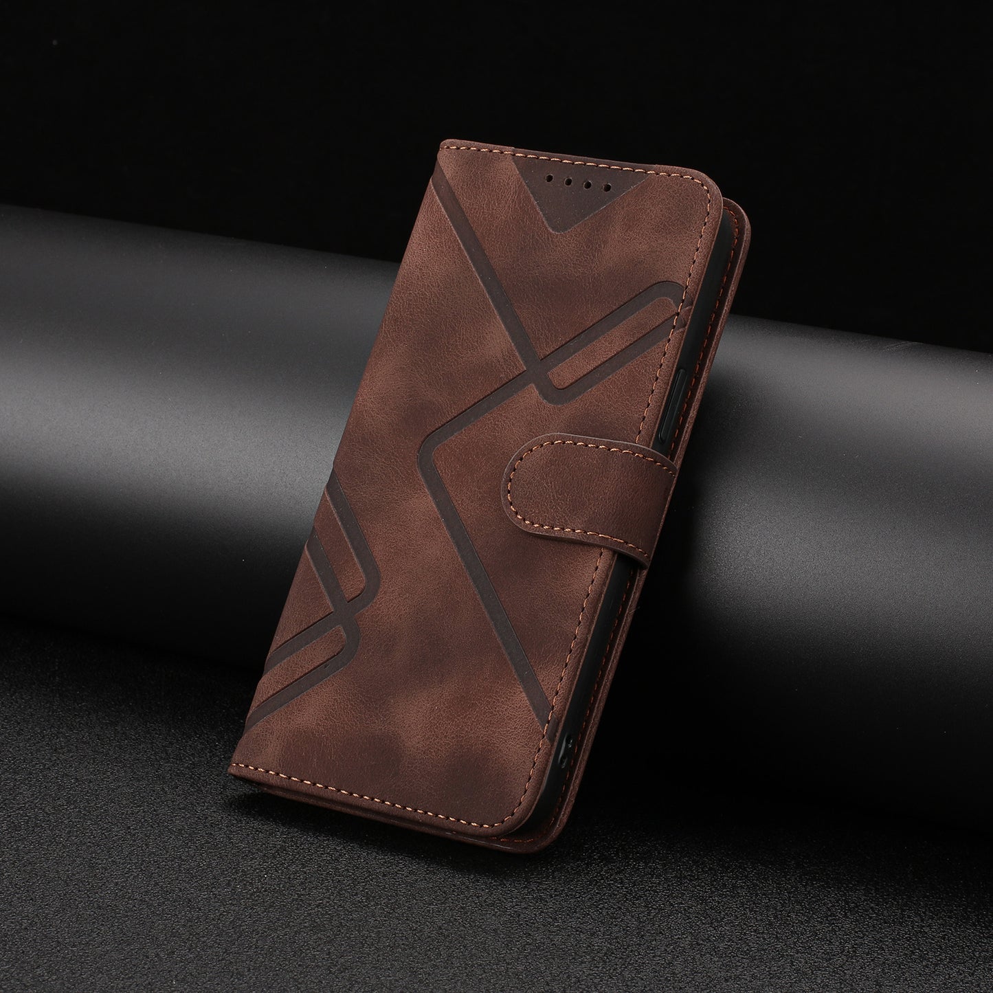 Leather iPhone Cases With Wallet and Wrist Strap Brown-BC25067