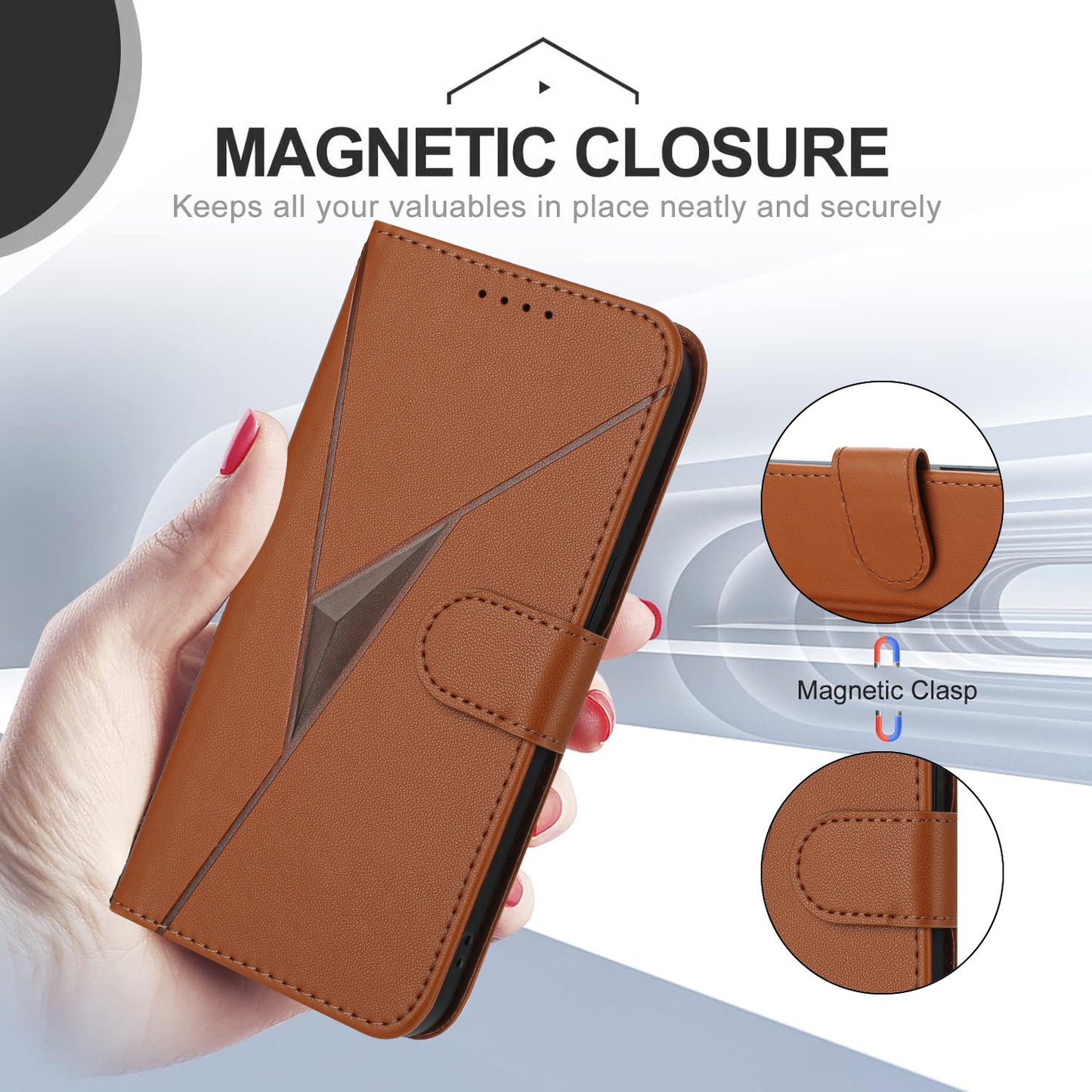 Leather iPhone Cases With Flip Wallet and Strap Brown-BC25087