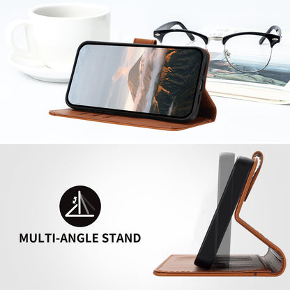 Leather iPhone Cases With Flip Wallet and Strap Brown-BC25087