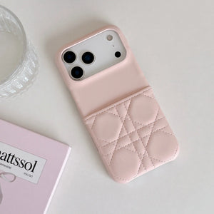 Leather iPhone Case with Card Holder Pink-BC25019 Burycase