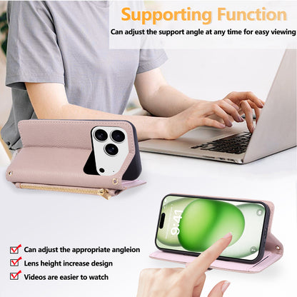 iPhone Case With Card Holder And Crossbody Strap Purple -BC25035