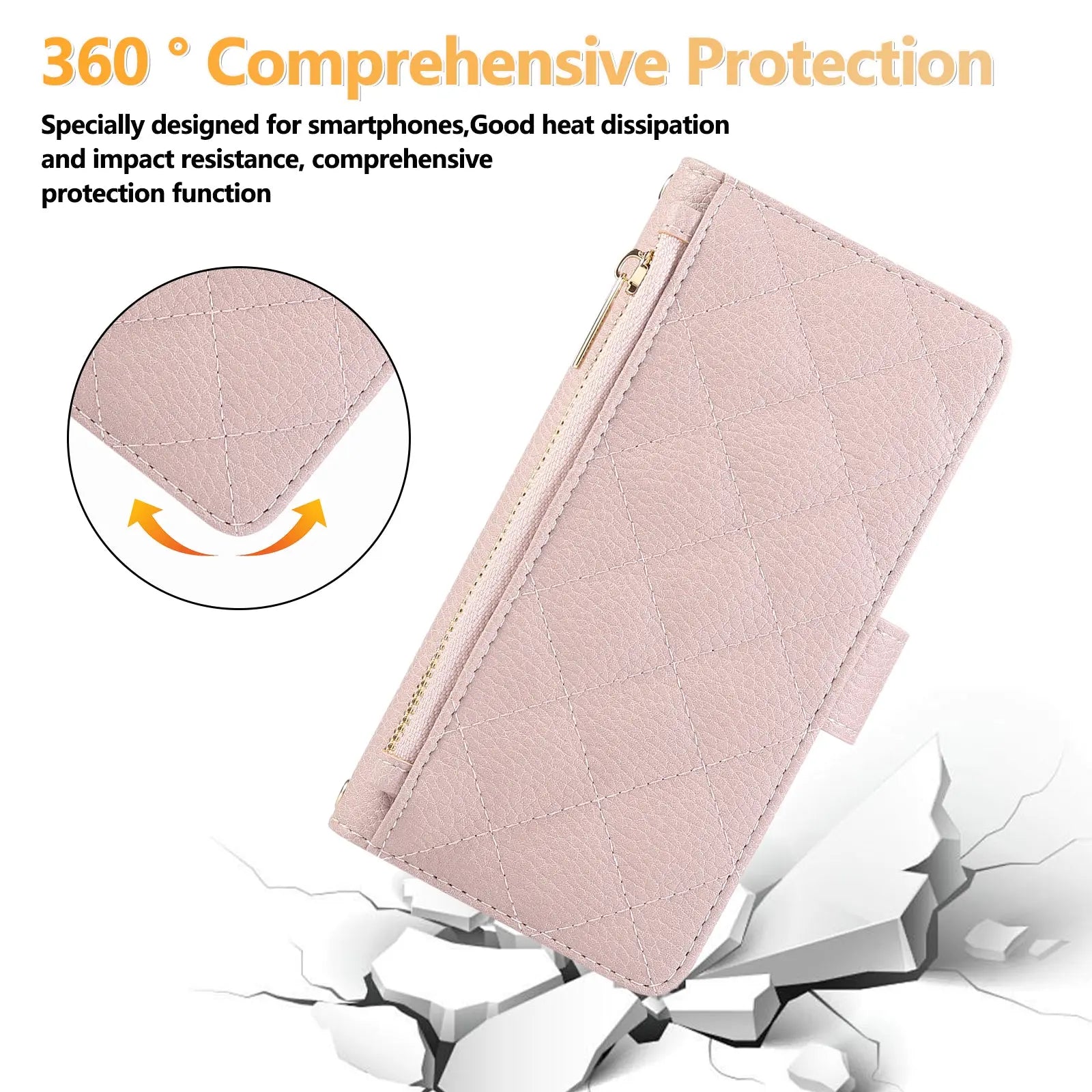 iPhone Case With Card Holder And Crossbody Strap Purple -BC25035 Burycase