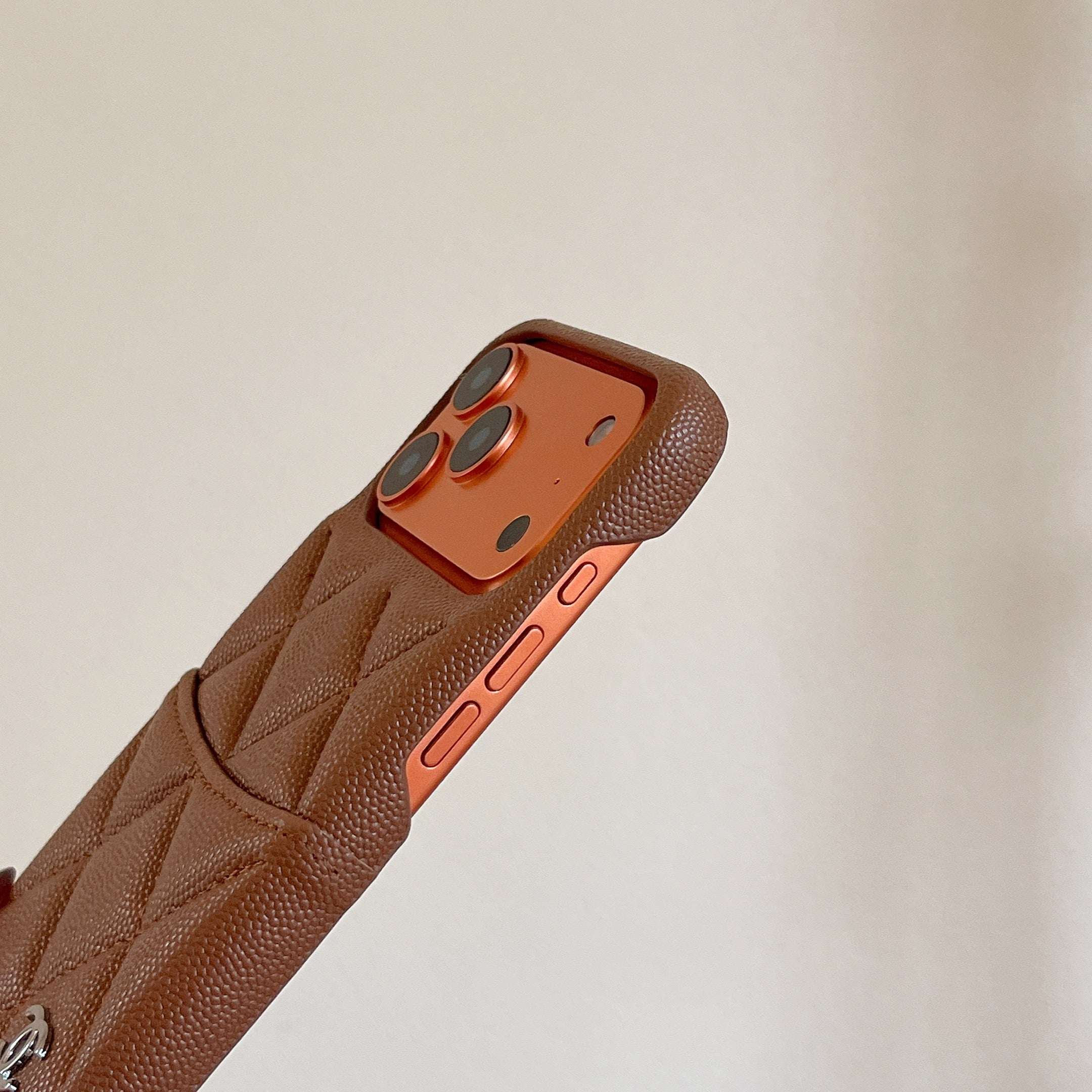 Classic Leather CC iPhone Case With Card Holder Brown For iPhone 17 Series-CYCC044