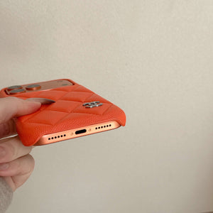 Premium Leather CC iPhone Case Orange For iPhone 17 Series-CYCC043