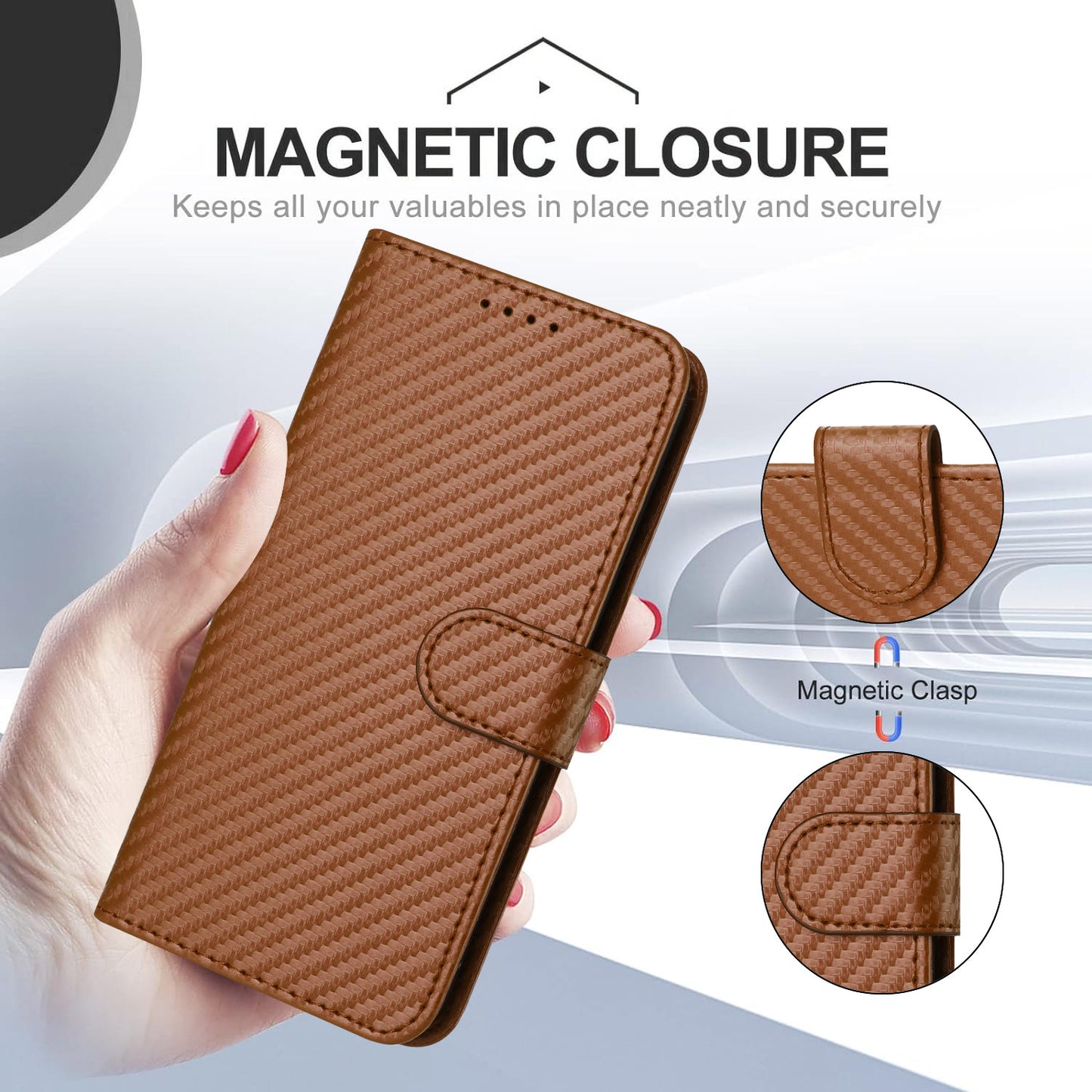Leather iPhone Cases With Wallet and Strap Brown-BC25080