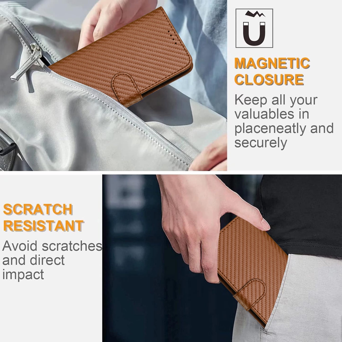 Leather iPhone Cases With Wallet and Strap Brown-BC25080