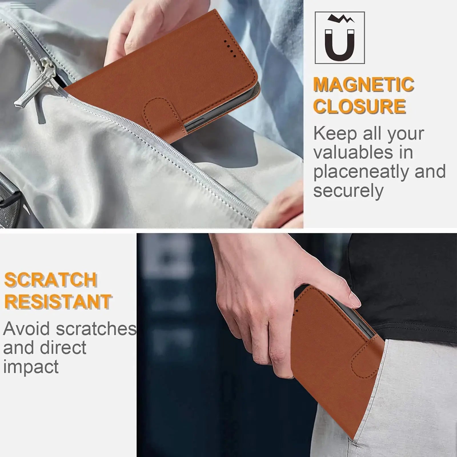 Leather iPhone Cases With Flip Wallet Brown-BC25054 Burycase