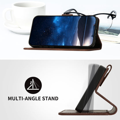 Leather iPhone Cases With Card Holder and Wrist Strap Brown-BC25086