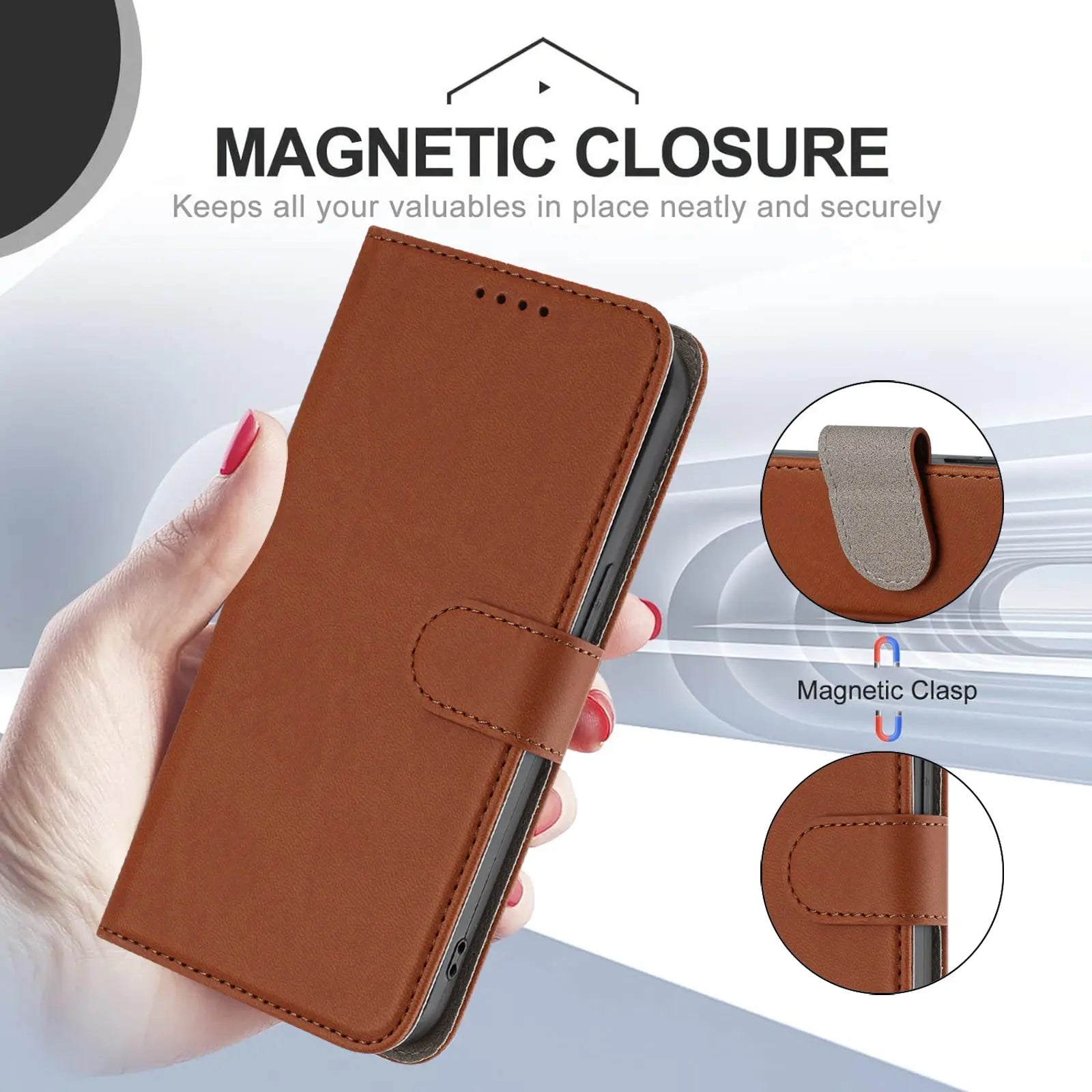 Leather iPhone Cases With Flip Wallet Brown-BC25054 Burycase