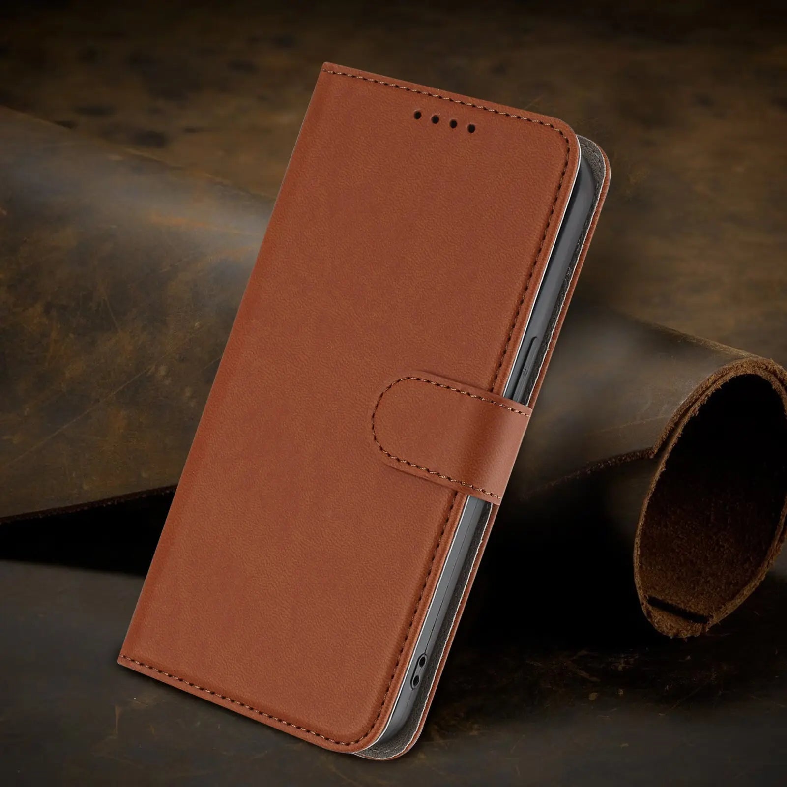 Leather iPhone Cases With Flip Wallet Brown-BC25054 Burycase
