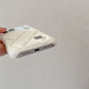 Luxury Leather CC iPhone Case With Card Holder White For iPhone 17 Series-CYCC056