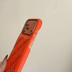 Premium Leather CC iPhone Case Orange For iPhone 17 Series-CYCC043