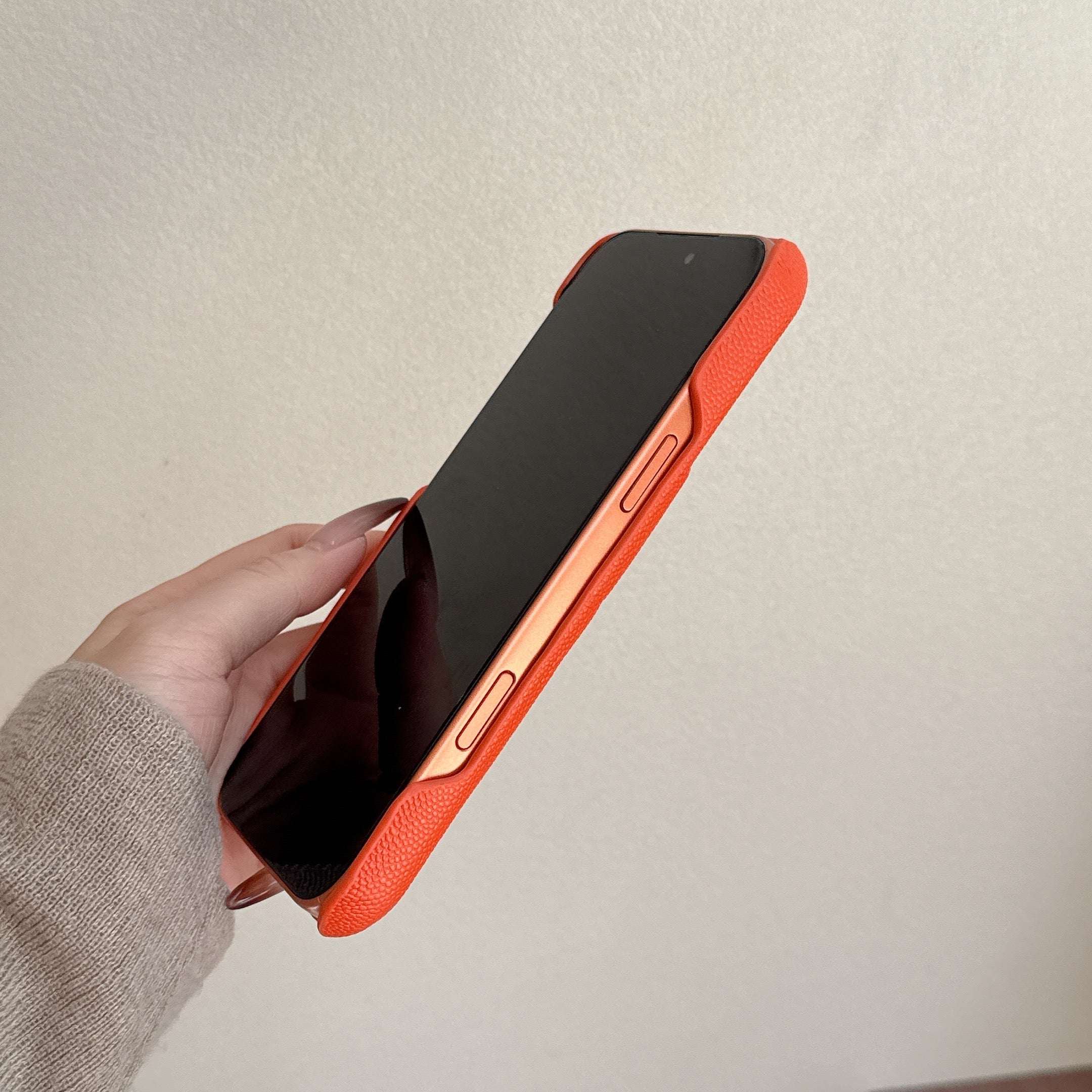 Premium Leather CC iPhone Case Orange For iPhone 17 Series-CYCC043