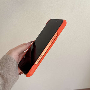 Premium Leather CC iPhone Case Orange For iPhone 17 Series-CYCC043