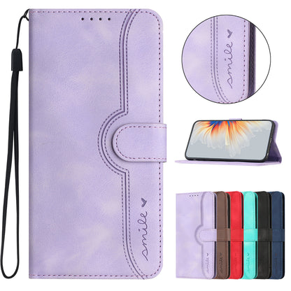 Leather iPhone Cases With Card Holder and Strap Purple -BC25062