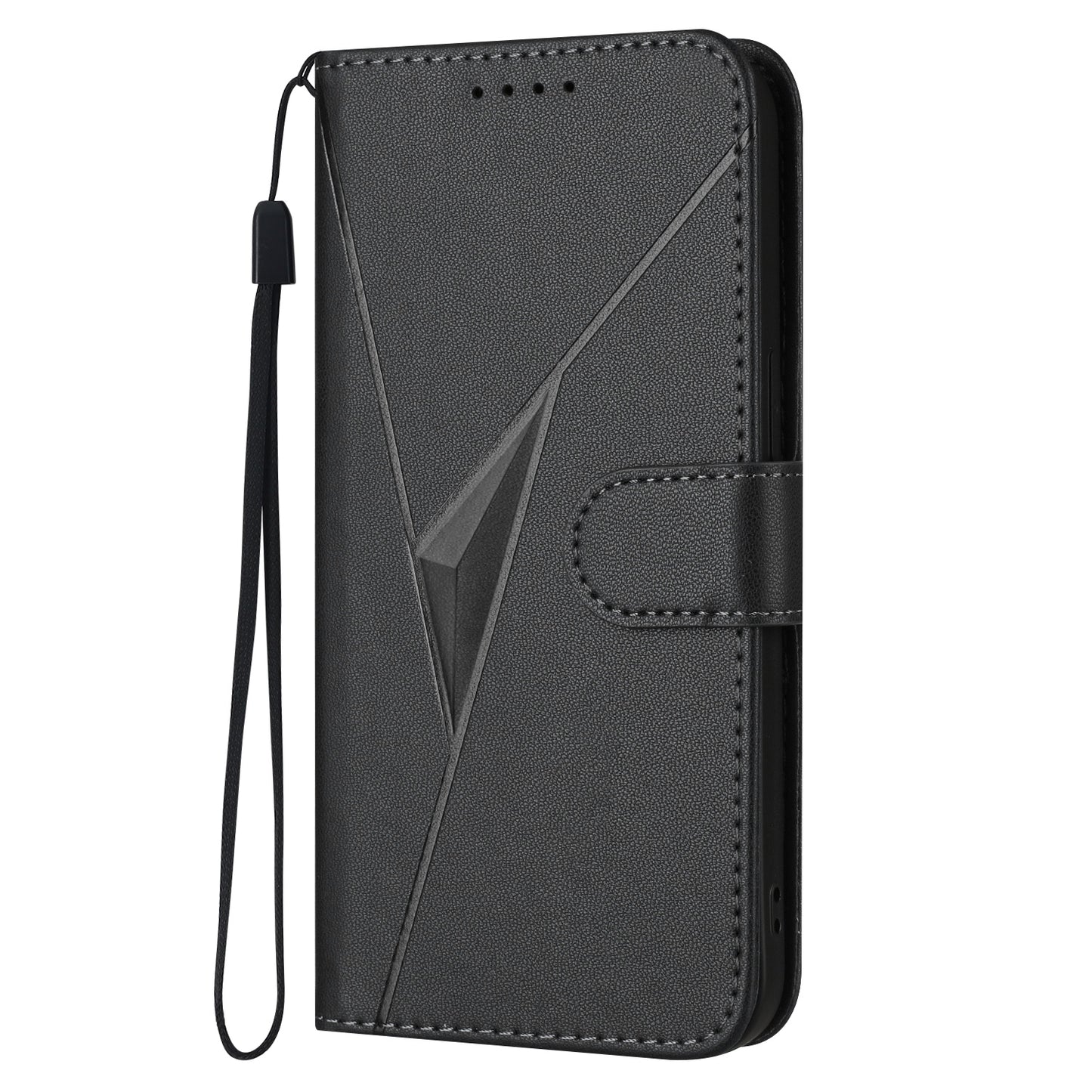 Leather iPhone Cases With Flip Wallet and Strap Black-BC25089
