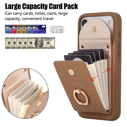 Leather iPhone Cases With Card Holder And Strap（With Stand）Brown-BC25030